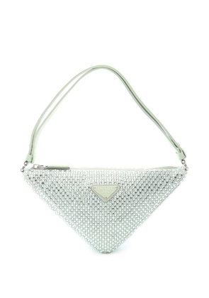 Prada Pre-Owned 2013-2026 Satin Crystal Triangle Logo shoulder bag - Green