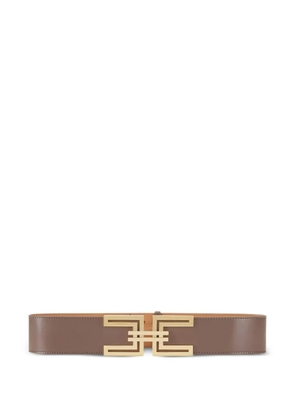 Elisabetta Franchi logo-plaque belt - Brown