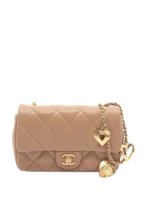 CHANEL Pre-Owned 2021-2026 Mini Rectangular Quilted Lambskin Heart Charms Flap crossbody bag - Brown