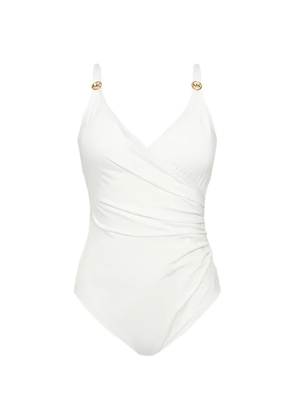 Michael Michael Kors logo-details V-neck swimsuit - White