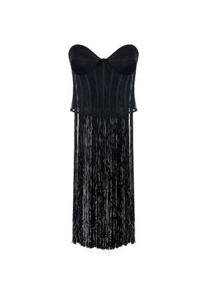 Elisabetta Franchi tulle fringe bustier top - Black