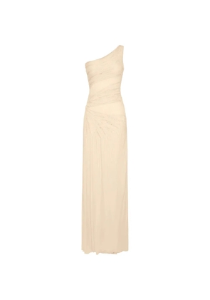 Elisabetta Franchi one-shoulder beaded maxi dress - Neutrals