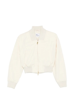 Self-Portrait ribbed-trim zip bomber jacket - Neutrals
