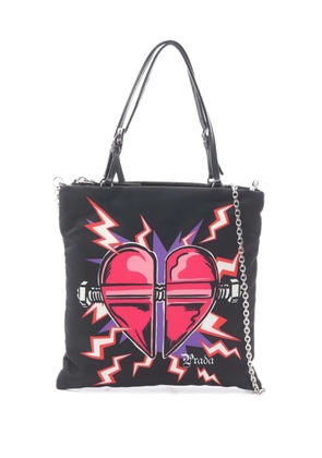 Prada Pre-Owned 2013-2026 Tessuto Frankenstein Heart satchel - Black