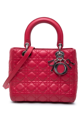 Christian Dior Pre-Owned 2015 Medium Lambskin Cannage Lady Dior satchel - Red