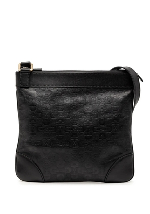 Gucci Pre-Owned 2000-2015 Embossed Leather Horsebit crossbody bag - Black