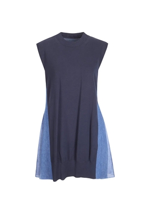 sacai denim knit mini dress - Blue