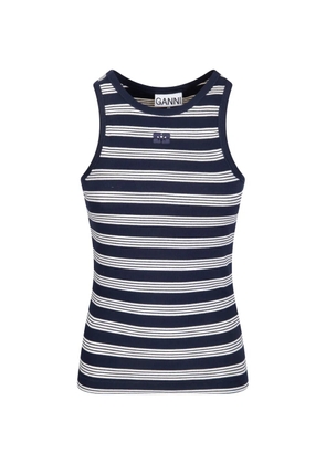 GANNI striped tank top - Blue