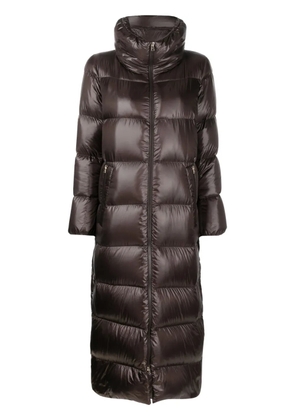 Herno funnel-neck quilted down midi coat - Brown
