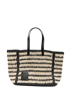 Closed woven tote bag - Black
