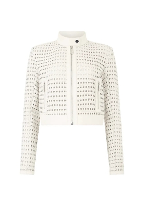 Philipp Plein weaved leather jacket - White