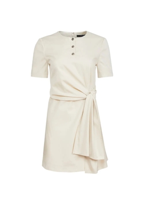 Toccin Leoni tie-front short-sleeve mini cotton dress - Neutrals