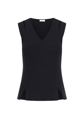 Roberto Collina Smanicato cut-out ribbed top - Black