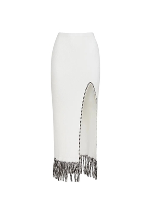 Toccin Amora fringed slit midi skirt - Neutrals