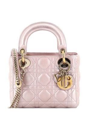 Christian Dior Pre-Owned Lady Dior Chain Bag Cannage Quilt Lambskin Mini satchel - Pink