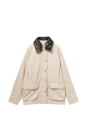 Halfboy leather collar barn jacket - Neutrals