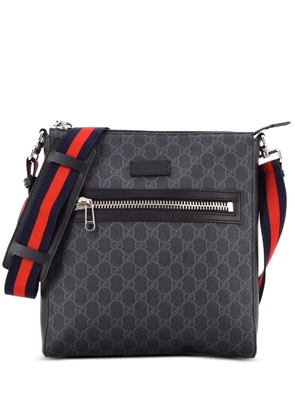 Gucci Pre-Owned Web Strap Front Zip Messenger Bag GG Coated Canvas Medium crossbody bag - Black