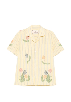 Baziszt floral-embroidered striped-pattern shirt - Yellow