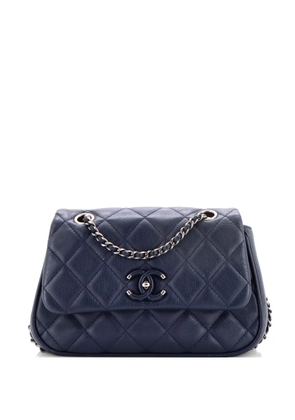 CHANEL Pre-Owned Frame in Chain Flap Bag Quilted Calfskin Small crossbody bag - Blue