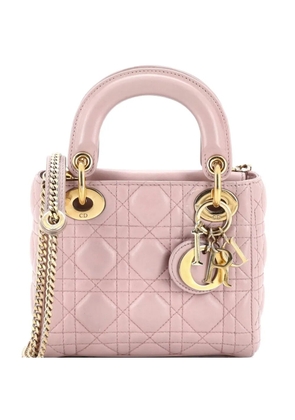 Christian Dior Pre-Owned Lady Dior Chain Bag Cannage Quilt Lambskin Mini satchel - Pink