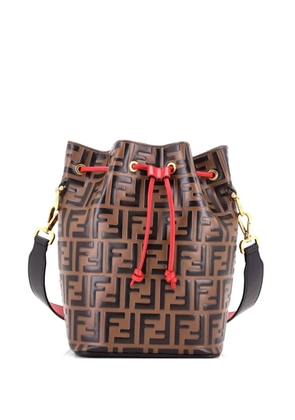 Fendi Pre-Owned Mon Tresor Zucca Embossed Leather Small bucket bag - Brown