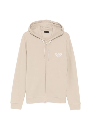 Emporio Armani logo-embroidered hoodie - Neutrals