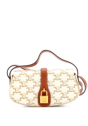 Celine Pre-Owned Tabou Clutch with Strap Triomphe Coated Canvas shoulder bag - White