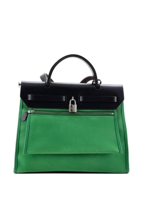 Hermès Pre-Owned Herbag Zip Leather and Toile 31 shoulder bag - Green