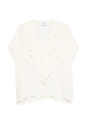 Nude ruffled blouse - White