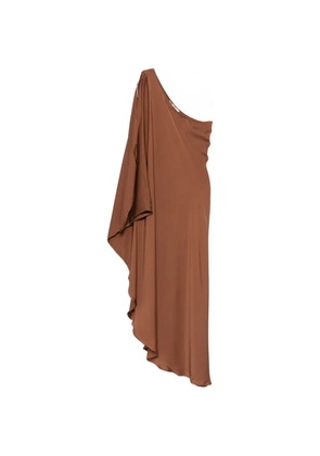 SILK95FIVE one-shoulder asymmetric dress - Brown