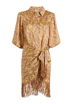 Cinq A Sept Kember paisley-print fringe dress - Brown