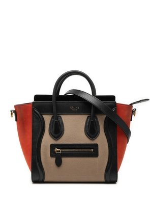 Celine Pre-Owned 2016 Nano Tricolor Nubuck and Drummed Calfskin Luggage Tote satchel - Brown