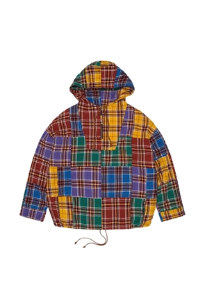 Denim Tears MVP plaid patchwork zip-collar hoodie - Red