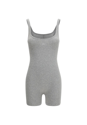 Marine Serre Moon-logo playsuit - Grey