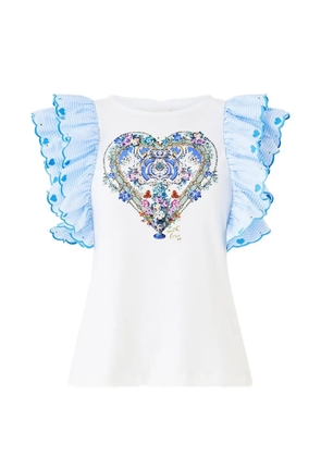 Camilla frill-sleeve T-shirt - White