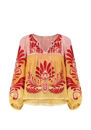 FARM Rio floral print tie blouse - Yellow