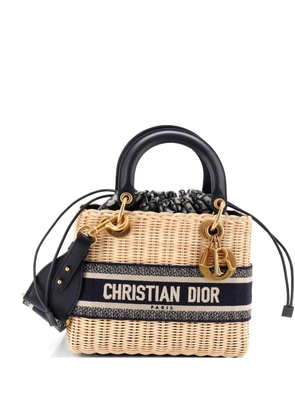 Christian Dior Pre-Owned Lady Dior Bag Wicker and Oblique Canvas Medium tote bag - Blue