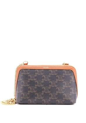 Celine Pre-Owned Zip Around Chain Clutch Triomphe Coated Canvas crossbody bag - Brown