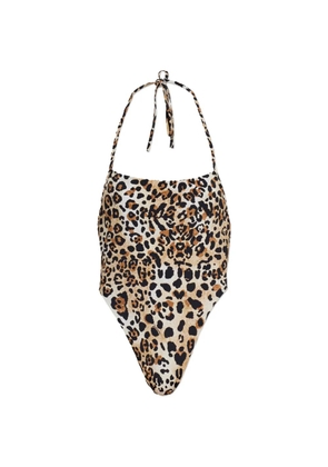 DSQUARED2 halterneck animal-print swimsuit - Neutrals