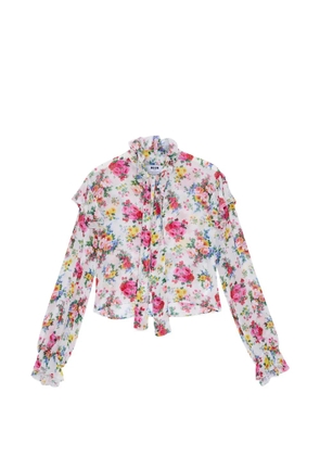 MSGM floral-print ruffled-detail blouse - White