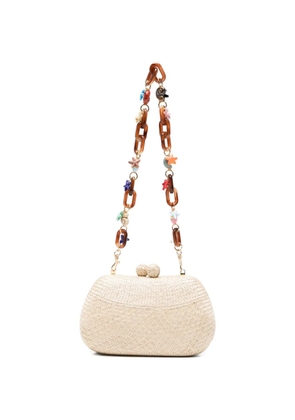 SERPUI Heidi Bun woven clutch bag - Neutrals