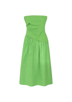 STAUD Nia textured strapless midi dress - Green
