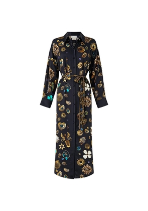 Camilla back button detail shirt maxi dress - Black