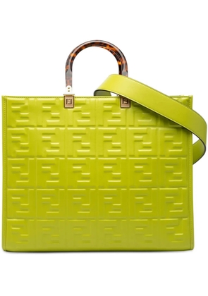 Fendi Pre-Owned 2010-2025 Medium Zucca Embossed Leather Sunshine Shopper Tote satchel - Green