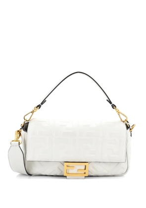 Fendi Pre-Owned Baguette NM Bag Zucca Embossed Leather Medium crossbody bag - White