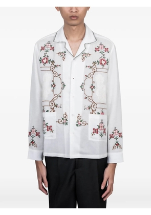 Baziszt Sena floral-embroidered pocket shirt - White