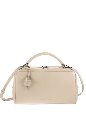 Brunello Cucinelli padlock explorer leather tote - Neutrals