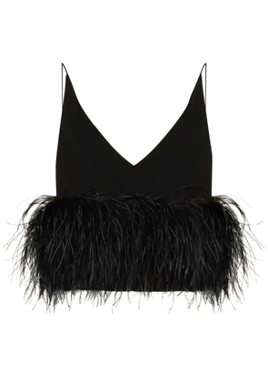 16Arlington Poppy feather-embellished cropped top - Black