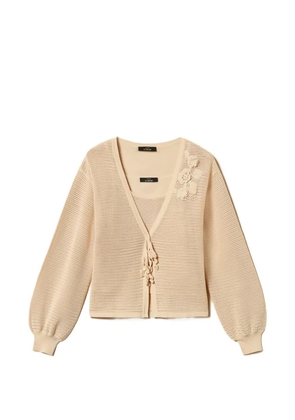 TWINSET mesh stitch cardigan and top - Neutrals