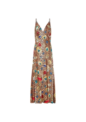 Camilla V-neck printed slip dress - Neutrals